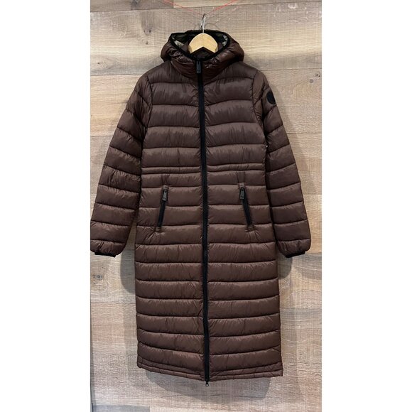 Noize brown Lightweight Long Puffer Coat size S NWOT - Picture 2 of 10